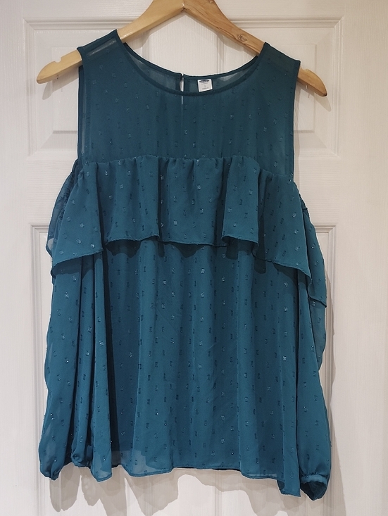 Old Navy Tops - Teal Ruffle Cold-Shoulder Blouse